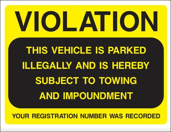 "Car parking violation sticker"